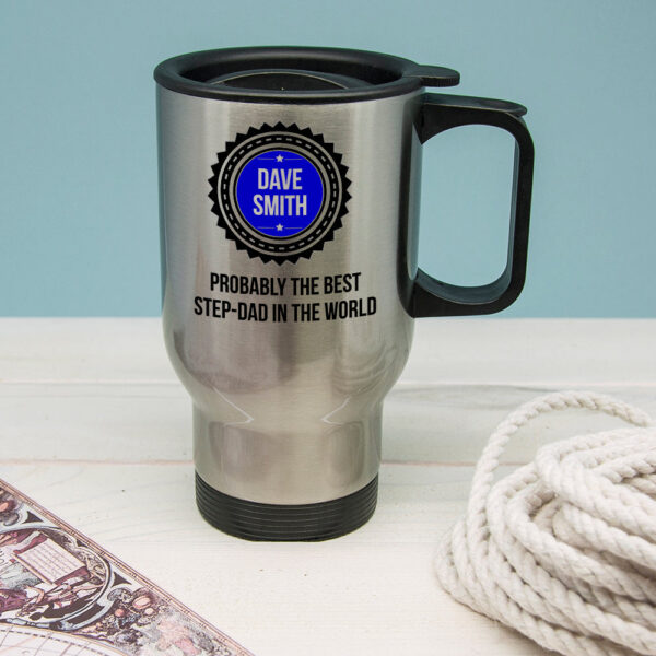 Personalised Probably The Best Step Dad Travel Mug: 1 - Travel Mugs By Gift Moments