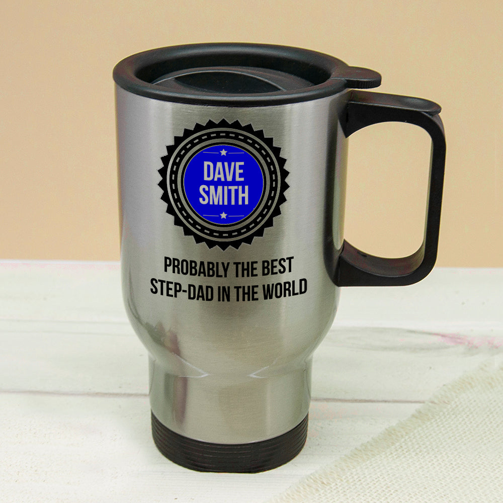 Personalised Probably The Best Step Dad Travel Mug: 2 - Travel Mugs By Gift Moments