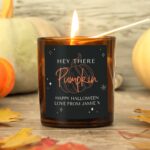 Personalised Pumpkin Amber Glass Candle: 1 - Candles By Gift Moments