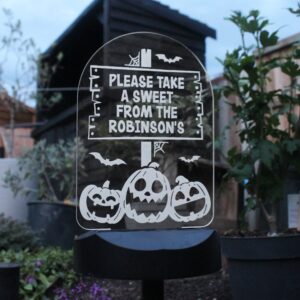 Personalised Pumpkin Patch Halloween Solar Light: 6 - Solar Lights By Gift Moments