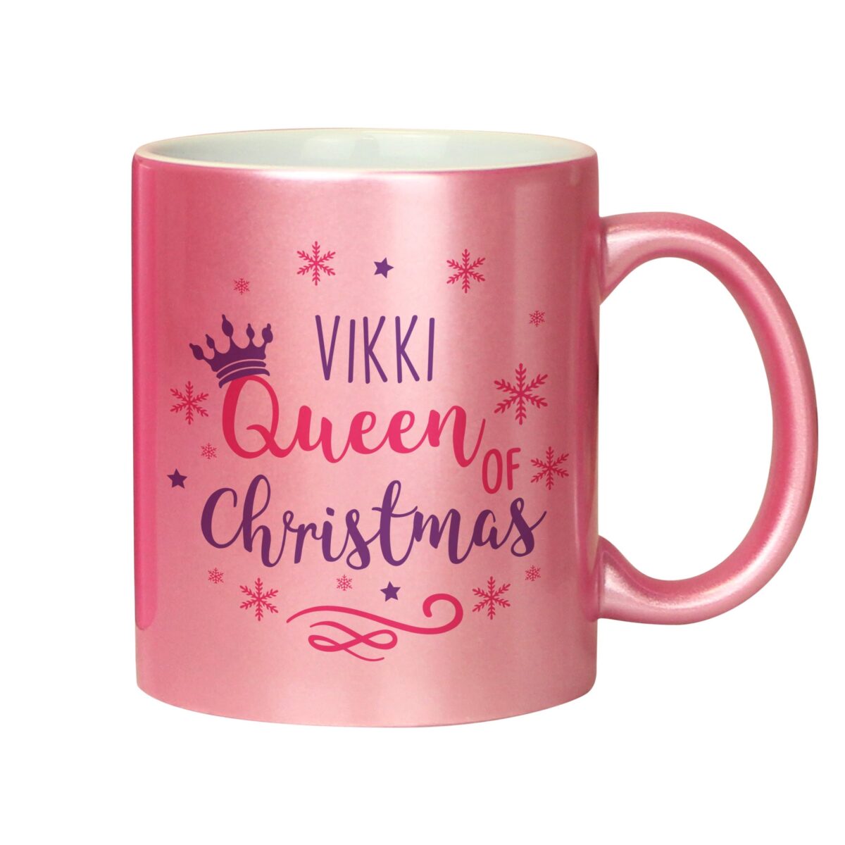 Personalised queen christmas pink mug