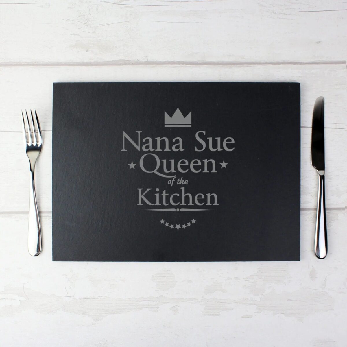 Personalised Queen of the Kitchen Slate Placemat: 3 - Placemats By Gift Moments