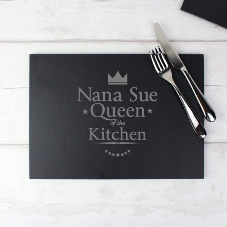 Personalised Queen of the Kitchen Slate Placemat: 1 - Placemats By Gift Moments