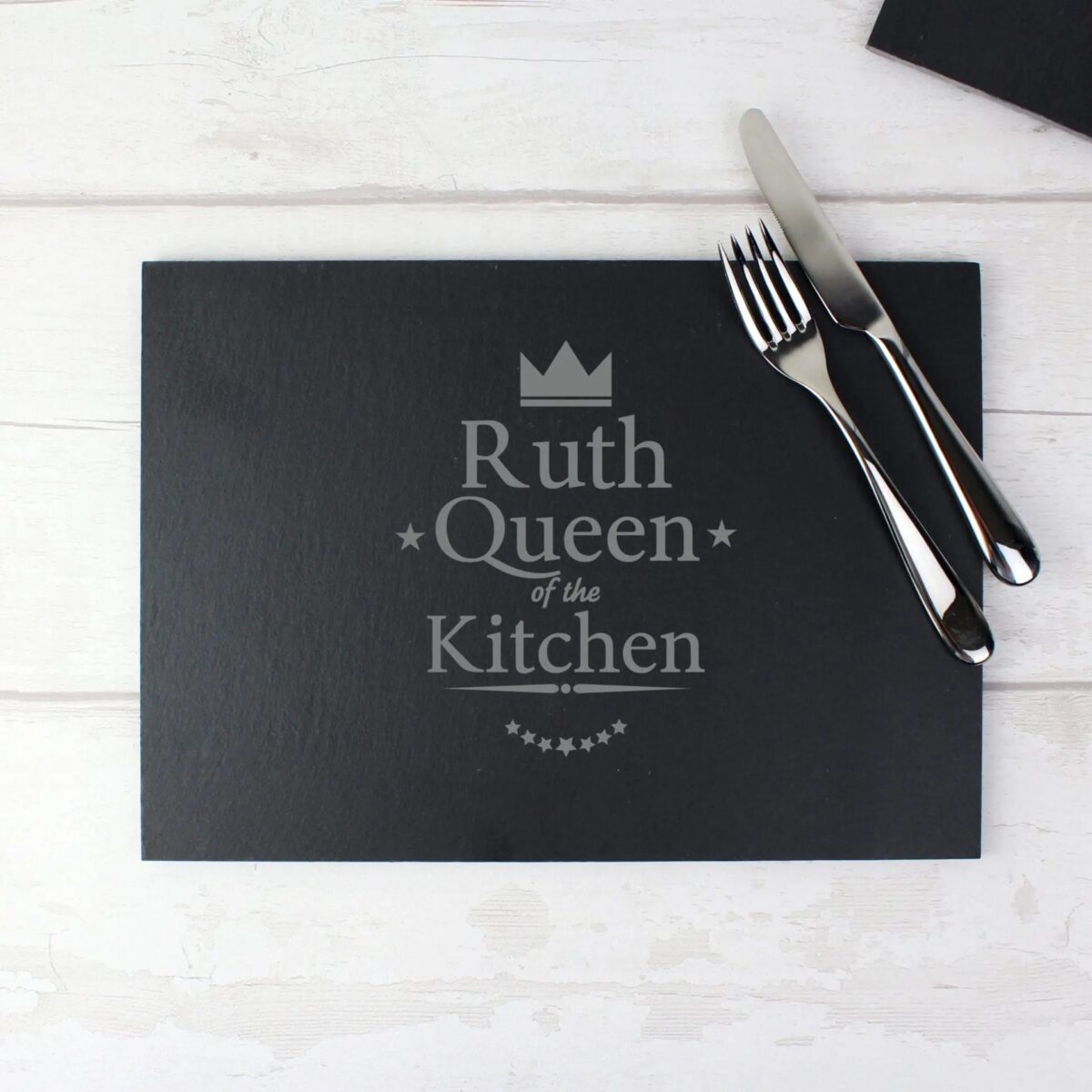 Personalised Queen of the Kitchen Slate Placemat: 2 - Placemats By Gift Moments