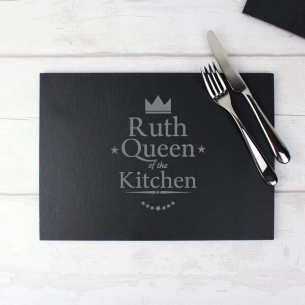 Personalised Queen of the Kitchen Slate Placemat: 2 - Placemats By Gift Moments