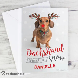Personalised Rachael Hale Christmas Dachshund Through the Snow Card: 2 - Greeting Cards By Rachael Hale