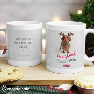 Personalised Rachael Hale Christmas Dachshund Through the Snow Mug: 5 - Mugs By Rachael Hale