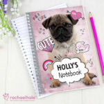 Personalised Rachael Hale Doodle Pug A5 Notebook: 1 - Notebooks By Rachael Hale