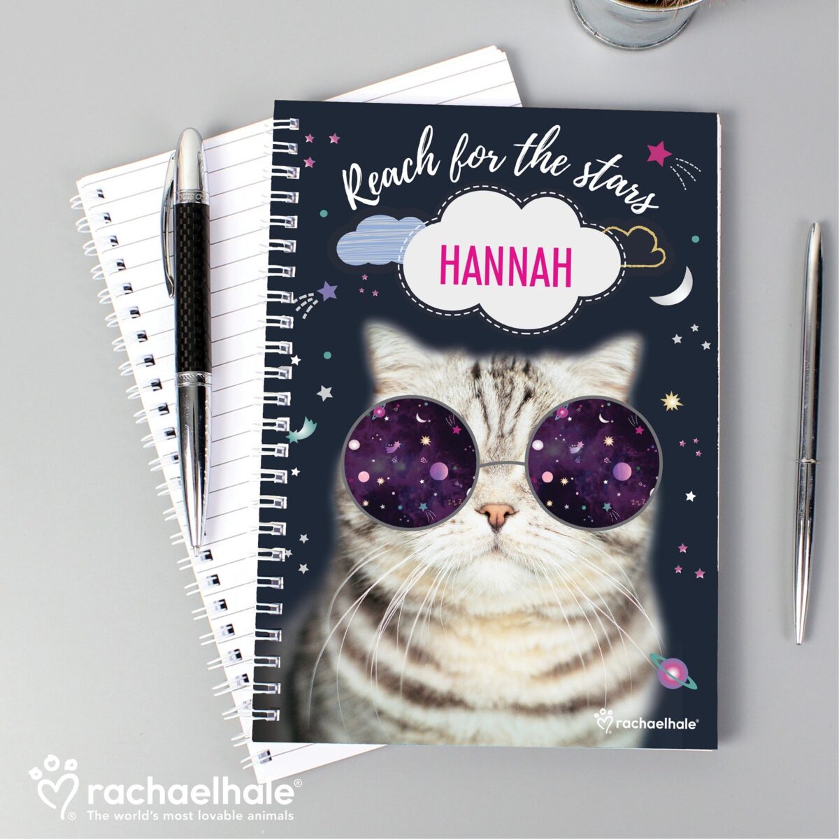 Personalised Rachael Hale Space Cat A5 Notebook: 1 - Notebooks By Rachael Hale