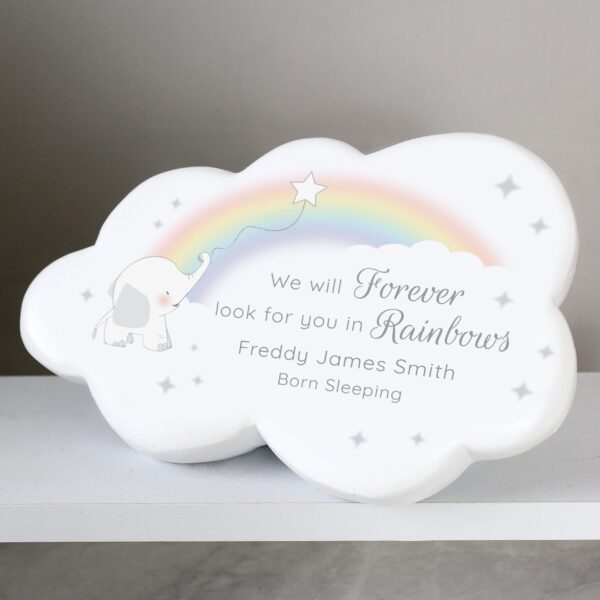Personalised Rainbow Elephant Cloud Memorial Resin Stone: 2 - Memorials By Gift Moments