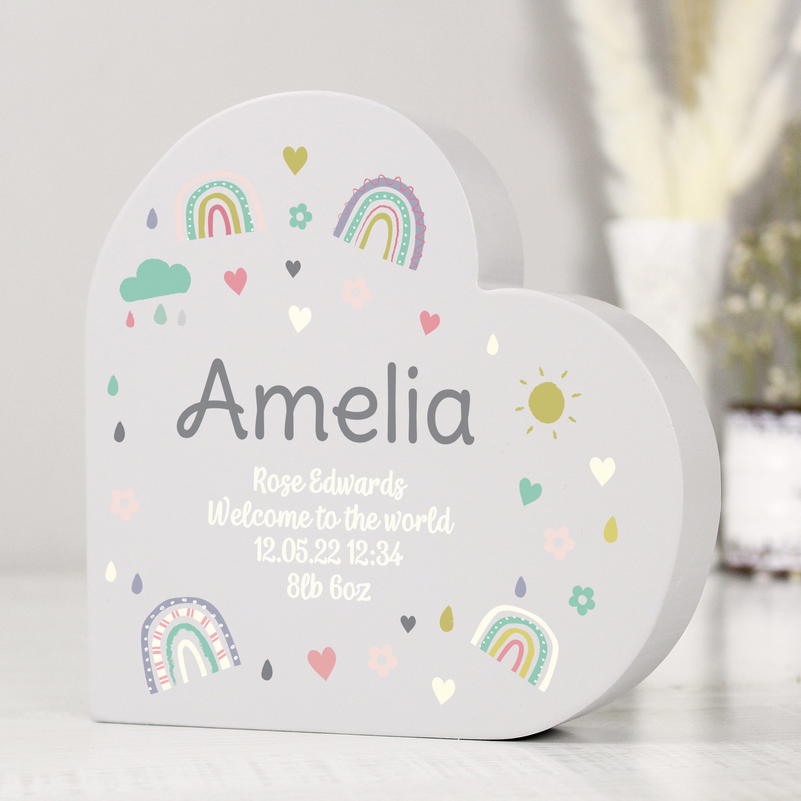 Personalised Rainbow Free Standing Heart ornament: 1 - Ornaments By Gift Moments