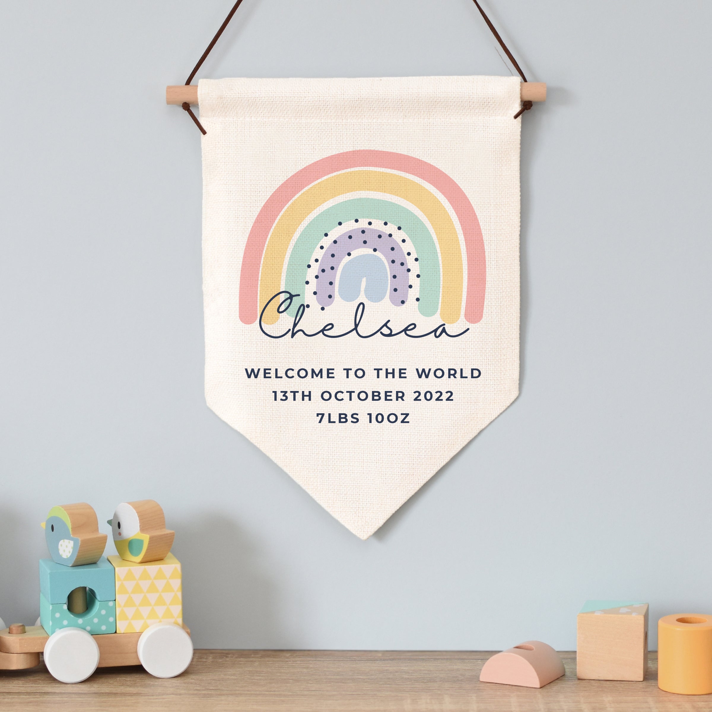 Personalised Rainbow Hanging Banner: 1 - Decorations By Gift Moments