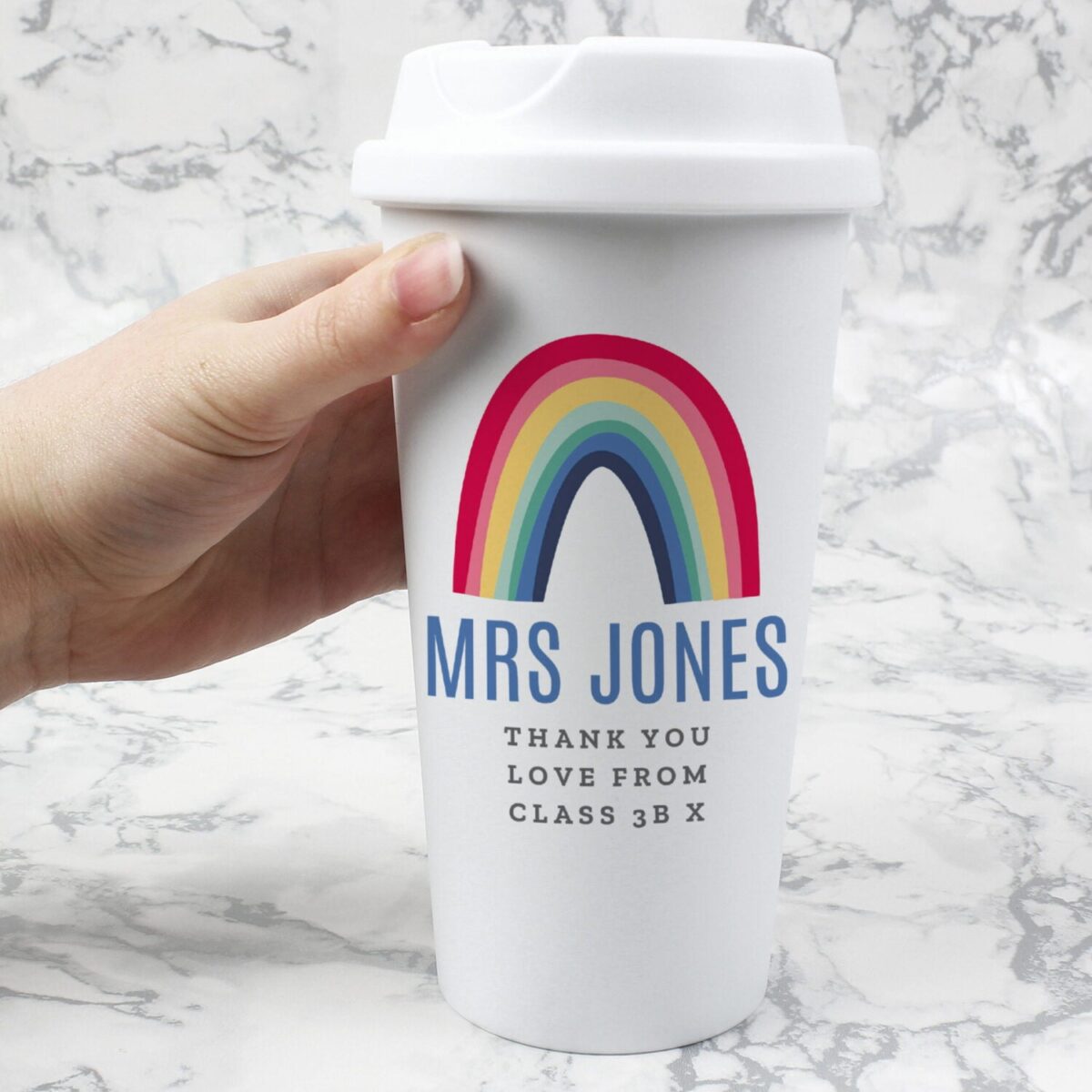 Personalised Rainbow Insulated Reusable Eco Travel Cup: 3 - Travel Mugs By Gift Moments