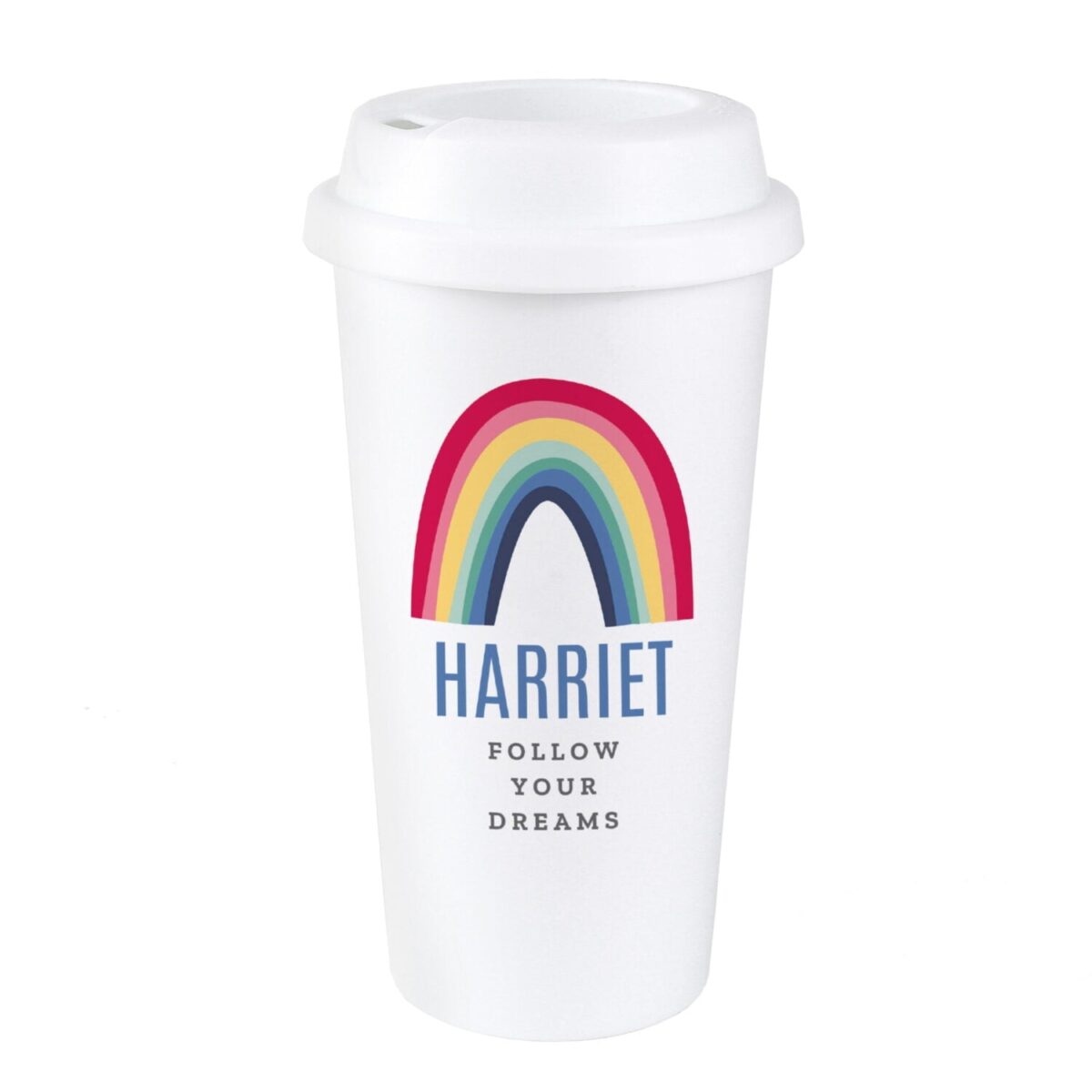 Personalised Rainbow Insulated Reusable Eco Travel Cup: 5 - Travel Mugs By Gift Moments