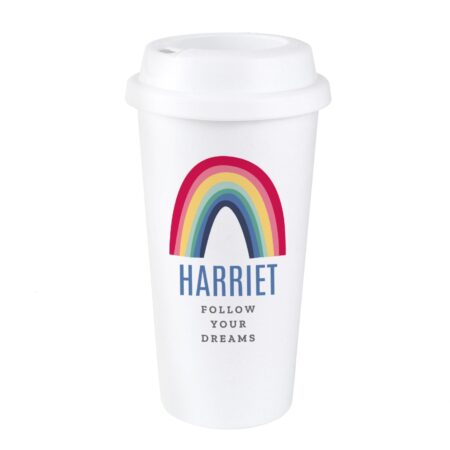 Personalised Rainbow Insulated Reusable Eco Travel Cup: 5 - Travel Mugs By Gift Moments