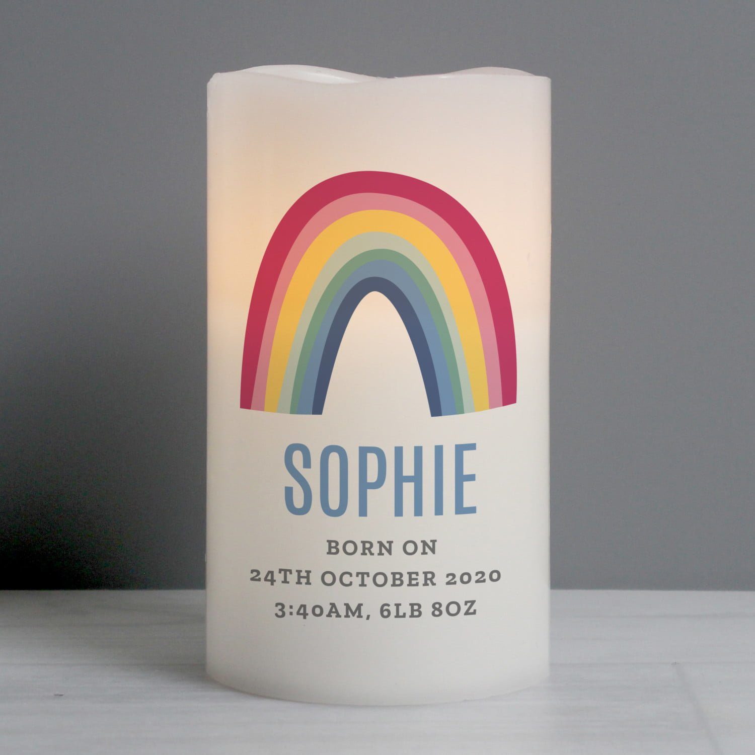 Personalised Rainbow LED Candle: 1 - LED Lighting By Gift Moments