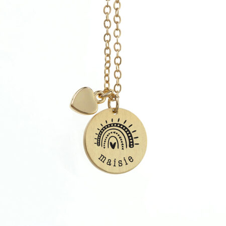 Personalised Rainbow Matte Heart & Disc Necklaces: 7 - Necklaces By Gift Moments