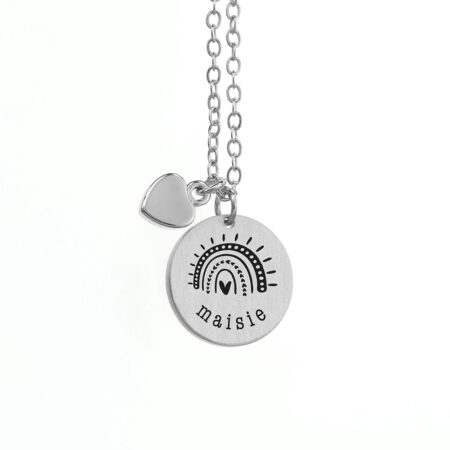 Personalised Rainbow Matte Heart & Disc Necklaces: 6 - Necklaces By Gift Moments