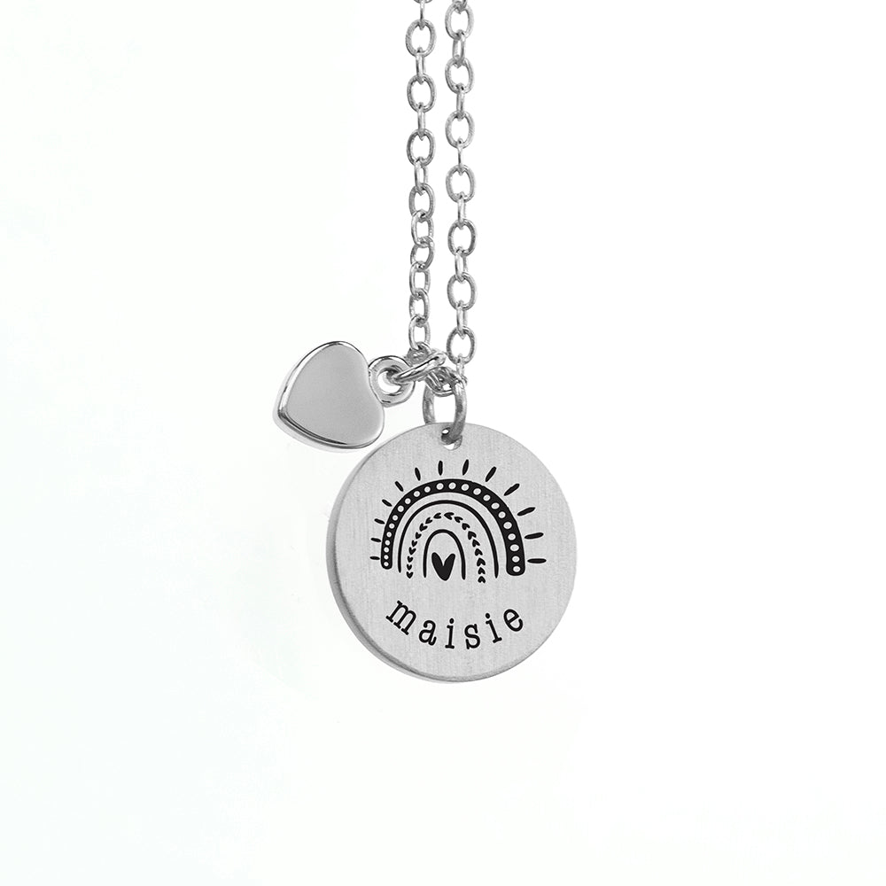 Personalised Rainbow Matte Heart & Disc Necklaces: 6 - Necklaces By Gift Moments