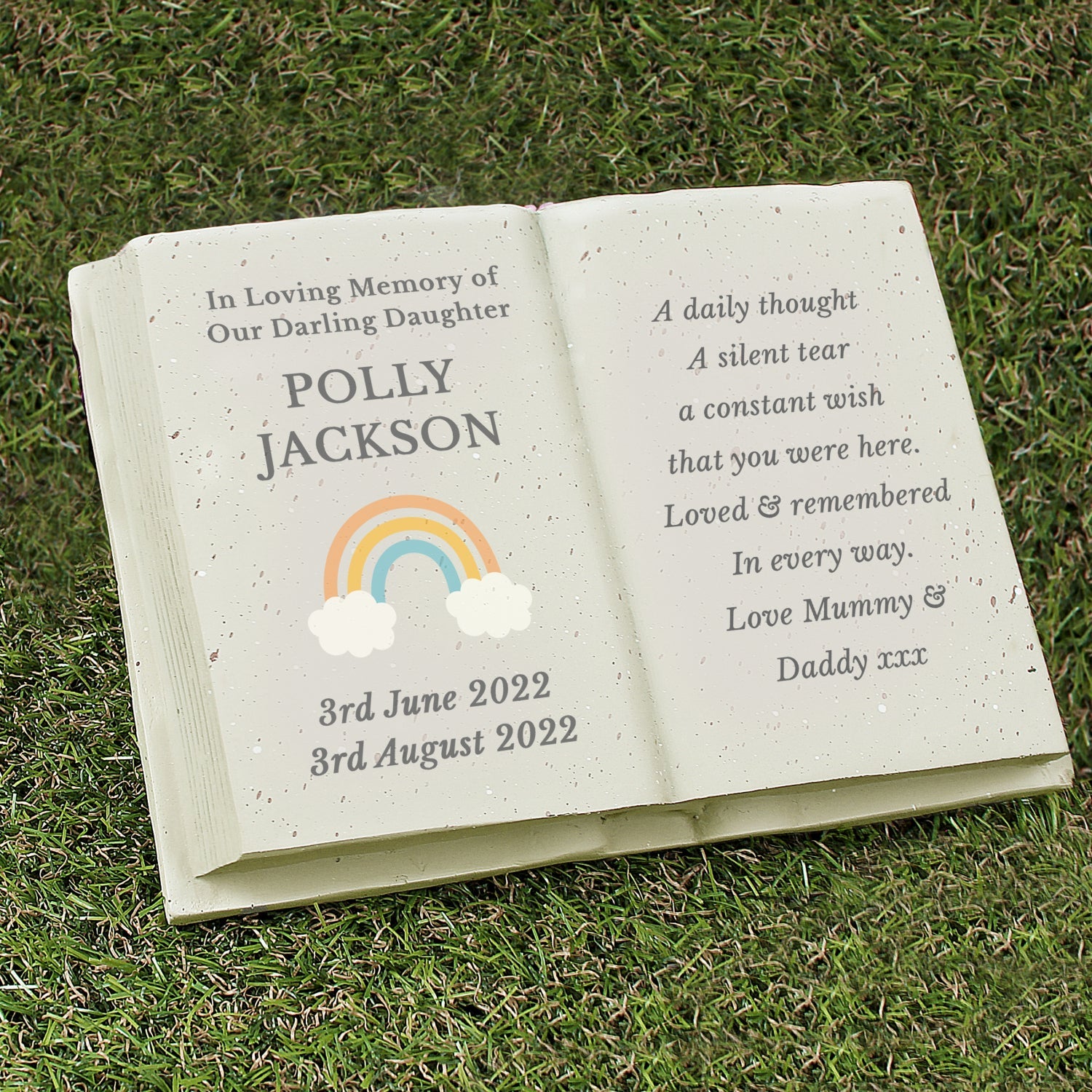 Personalised rainbow memorial book