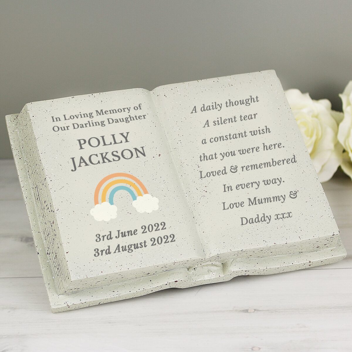 Personalised rainbow memorial book