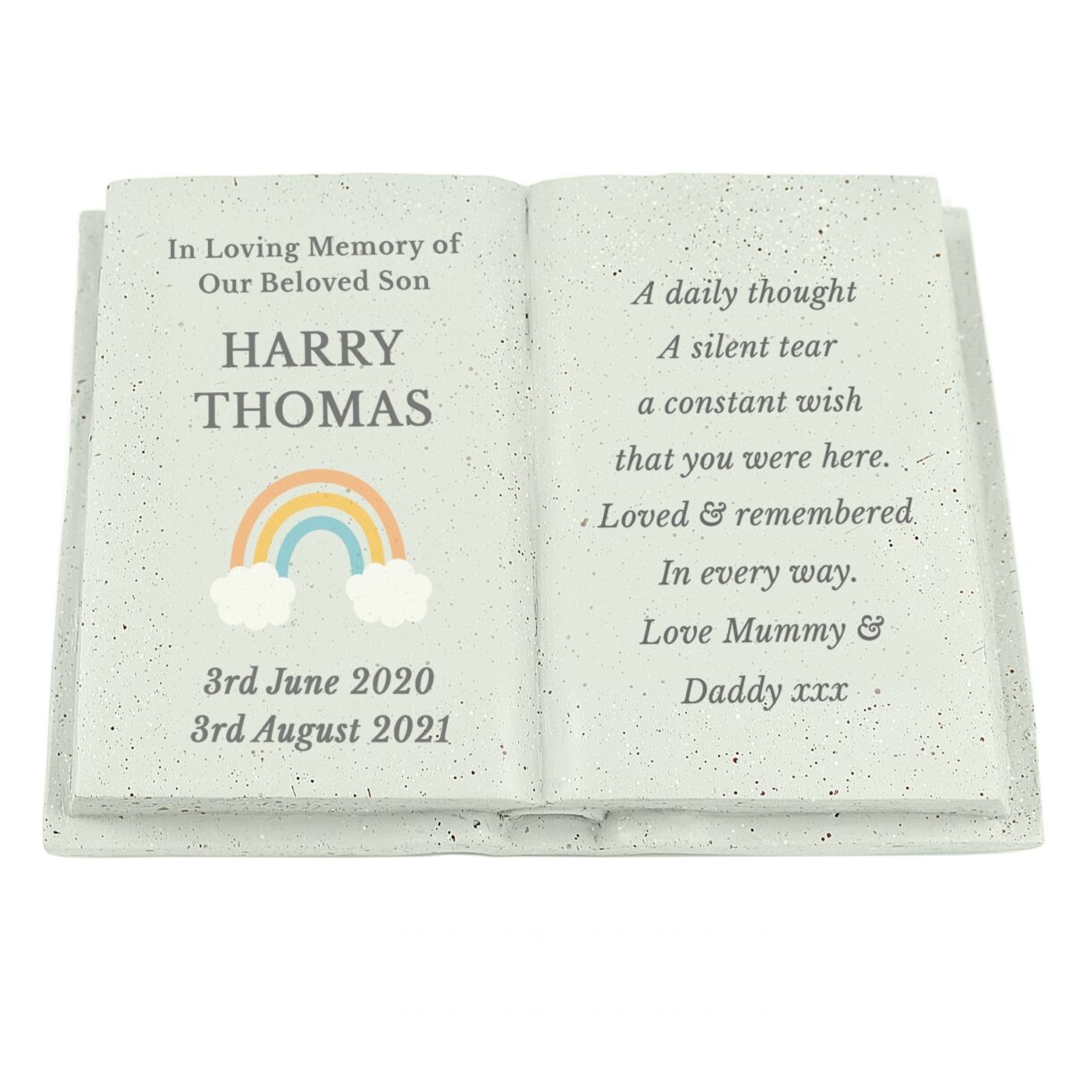 Personalised rainbow memorial book