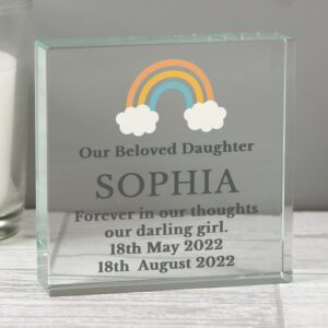Personalised Rainbow Memorial Crystal Token: 3 - Crystal Tokens By Gift Moments