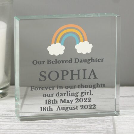Personalised rainbow memorial crystal token