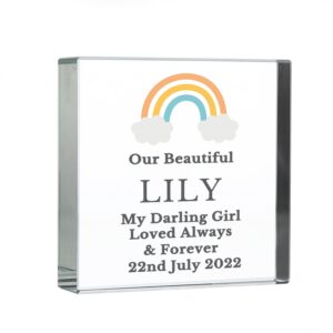 Personalised Rainbow Memorial Crystal Token: 4 - Crystal Tokens By Gift Moments