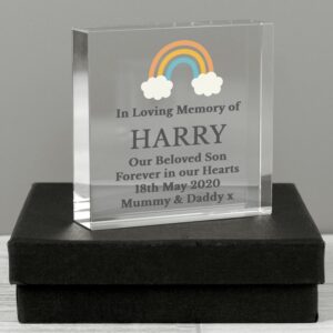 Personalised Rainbow Memorial Crystal Token: 1 - Crystal Tokens By Gift Moments