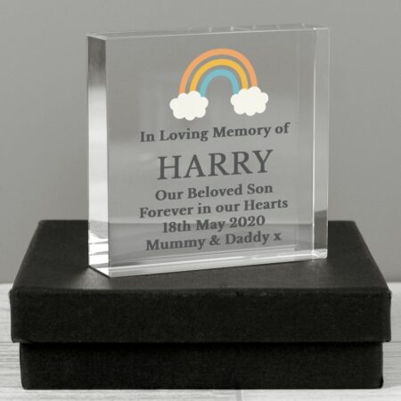 Personalised rainbow memorial crystal token