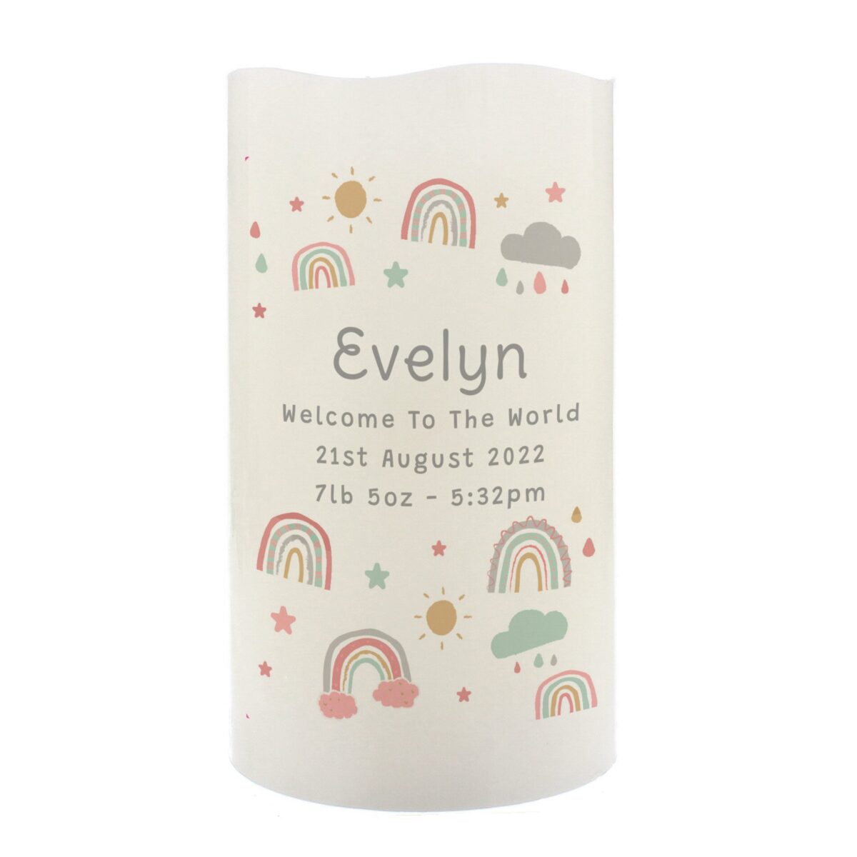 Personalised Rainbow Night Light LED Candle: 5 - LED Lighting By Gift Moments