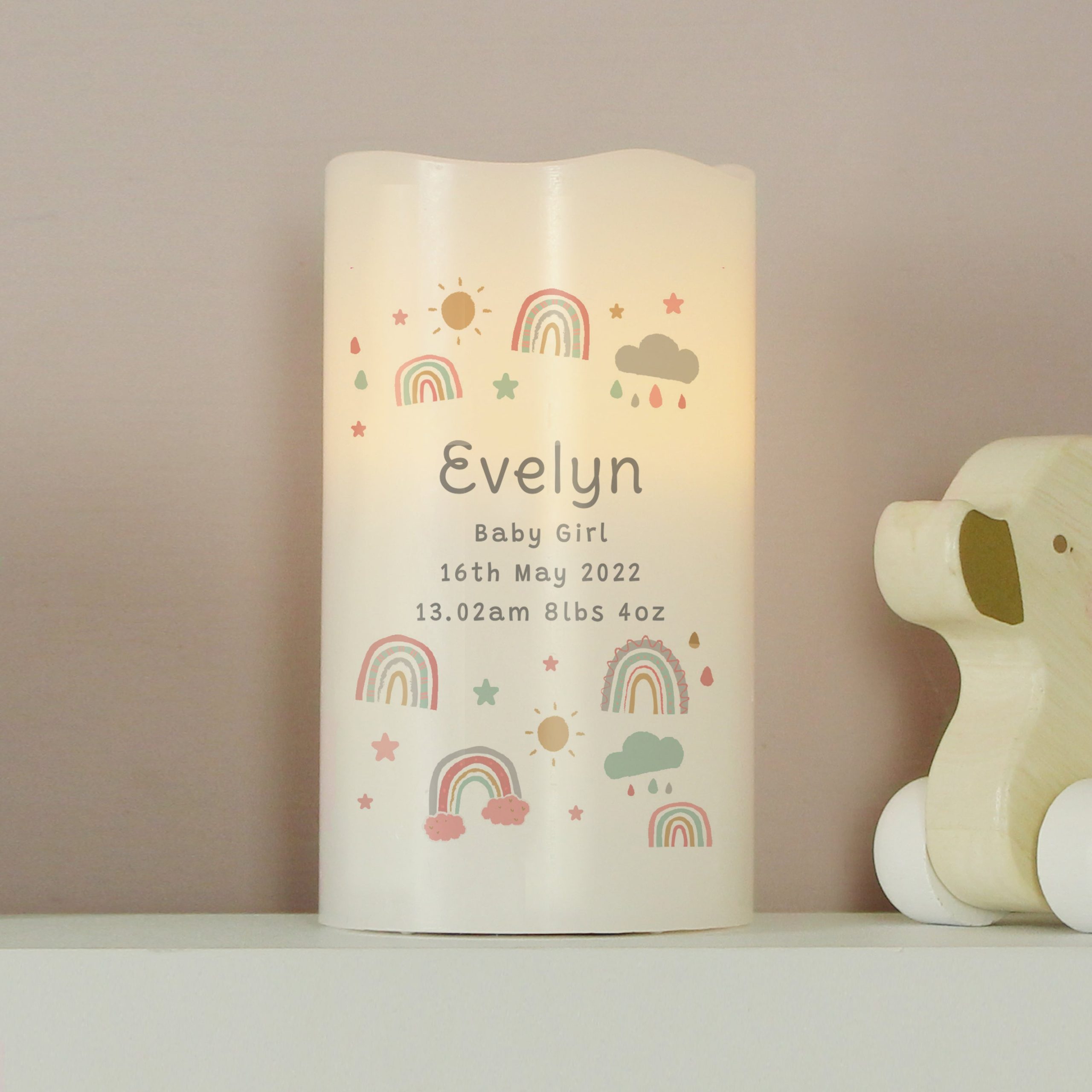 Personalised Rainbow Night Light LED Candle: 1 - LED Lighting By Gift Moments
