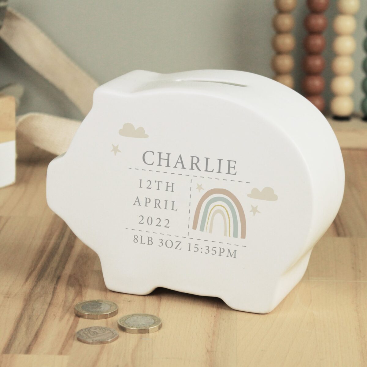 Personalised Rainbow Piggy Bank: 2 - Money Boxes By Gift Moments