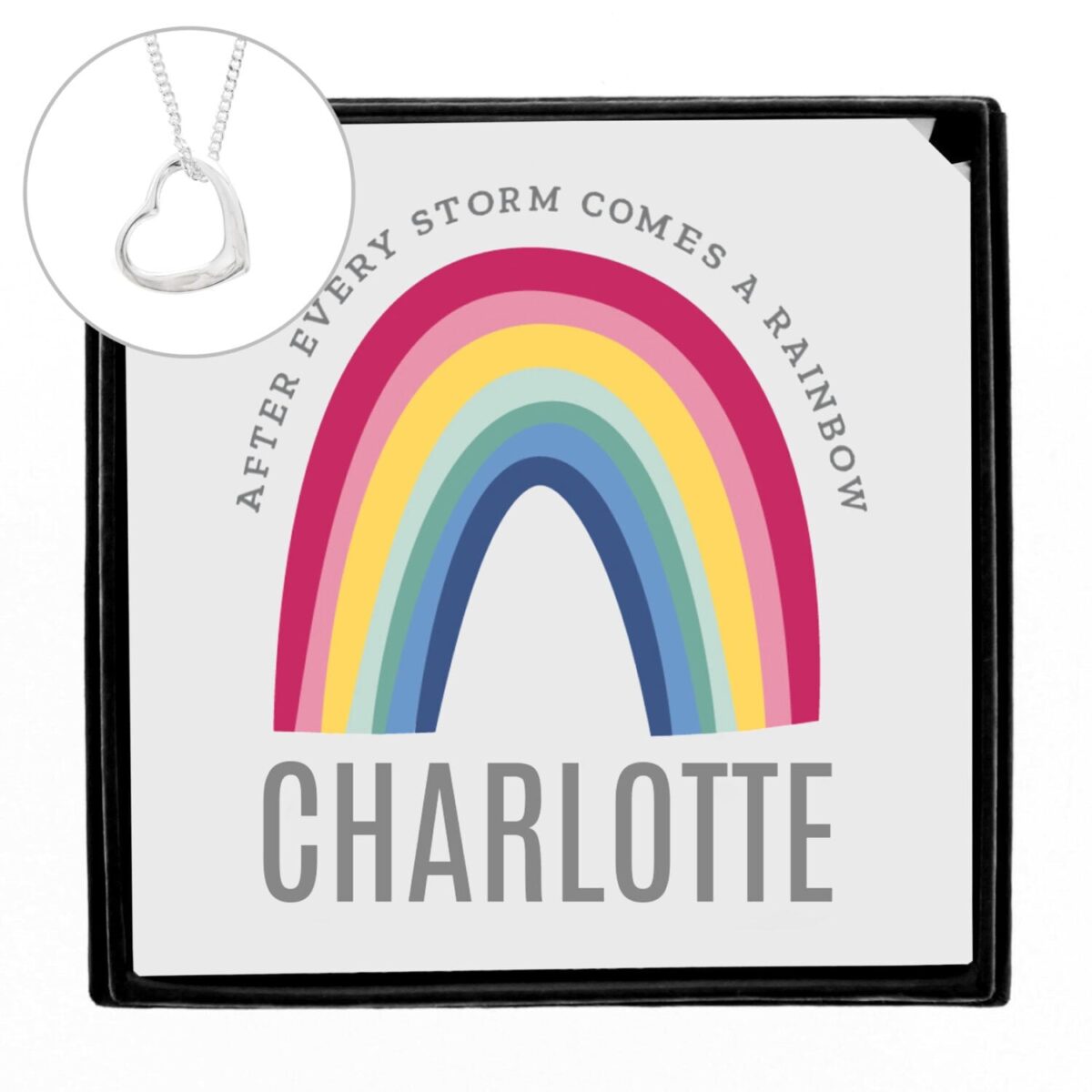 Personalised Rainbow Sentiment Silver Tone Necklace and Box: 4 - Necklaces By Gift Moments