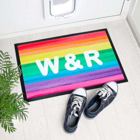 Personalised Rainbow Stripe Doormat: 1 - Doormats By Gift Moments