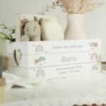 Personalised Rainbow White Wooden Crate: 1 - Storage By Gift Moments