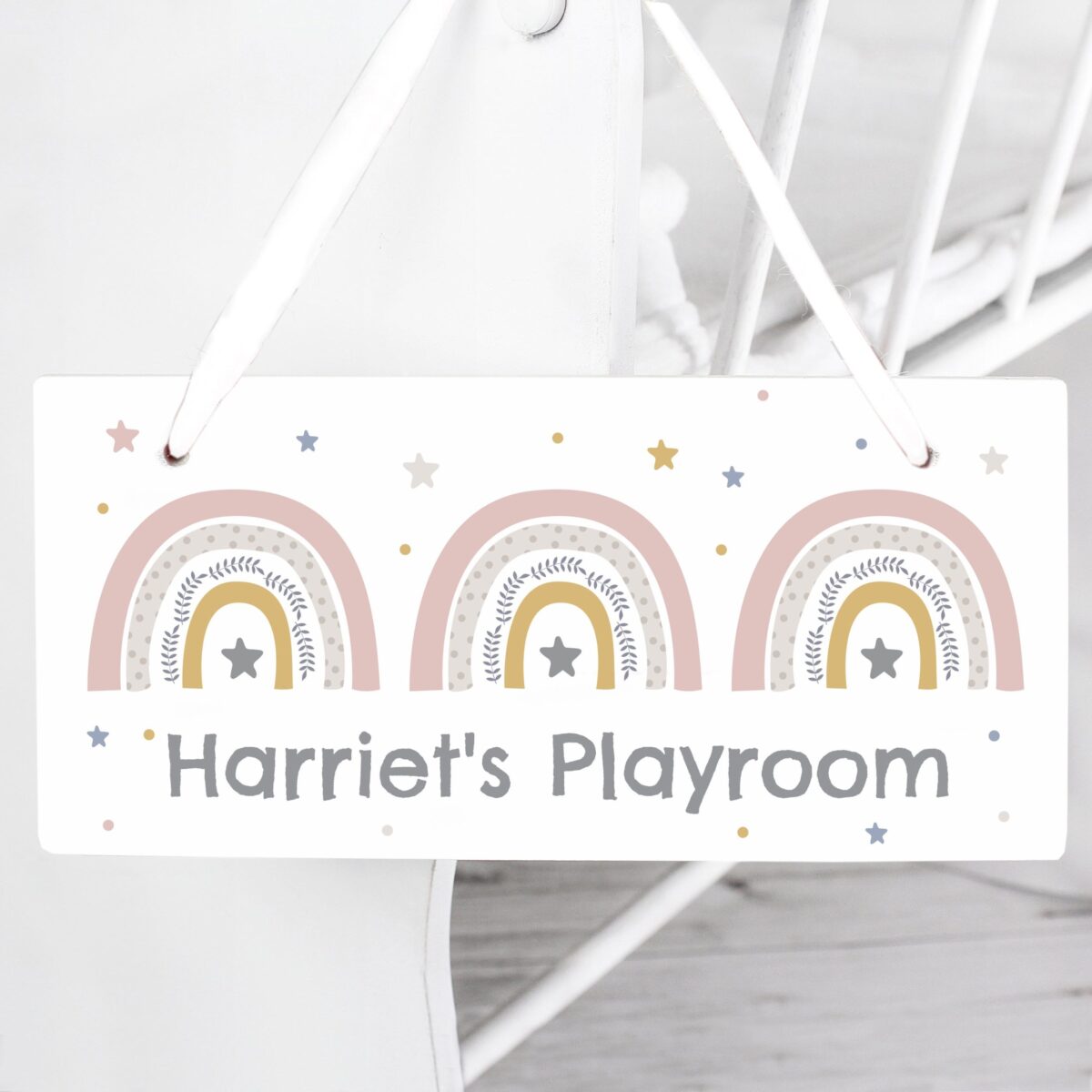 Personalised rainbow wooden sign