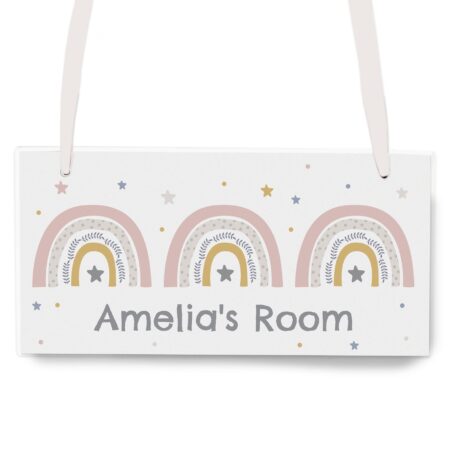 Personalised rainbow wooden sign
