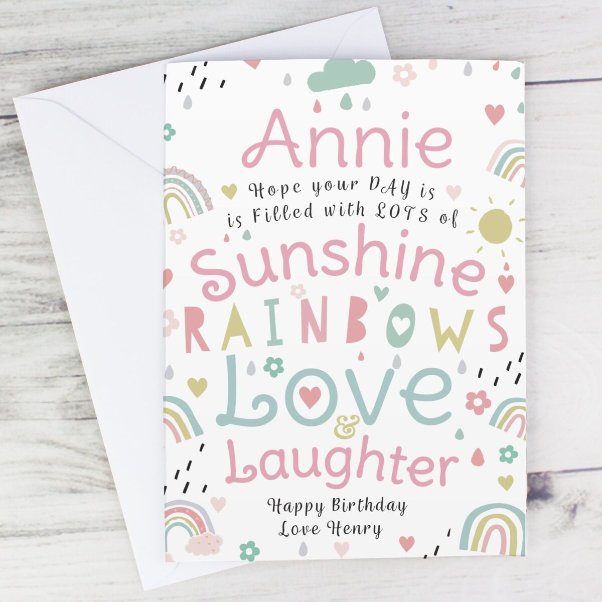Personalised Rainbows & Sunshine Card: 3 - Greeting Cards By Gift Moments