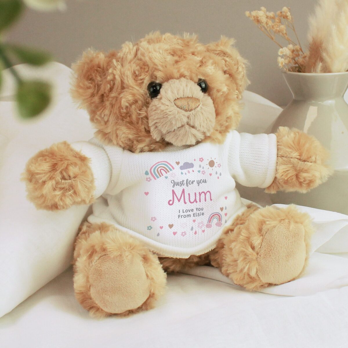 Personalised rainbows sunshine teddy bear