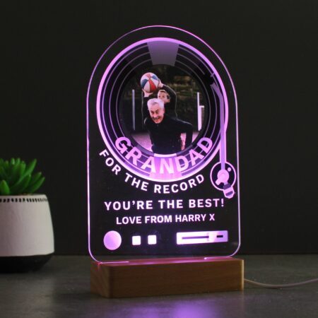 Personalised Record Photo Upload Wooden Based LED Light: 8 - LED Lighting By Gift Moments