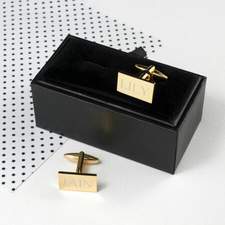 Personalised Rectangle Gold Plated Cufflinks: 1 - Cufflinks & Tie Slides By Gift Moments