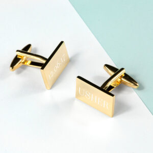 Personalised Rectangle Gold Plated Cufflinks: 3 - Cufflinks & Tie Slides By Gift Moments