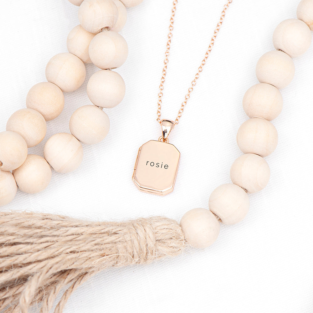 Personalised Rectangular Photo Locket Necklaces: 12 - Necklaces By Gift Moments
