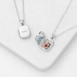 Personalised Rectangular Photo Locket Necklaces: 1 - Silver - Necklaces By Gift Moments