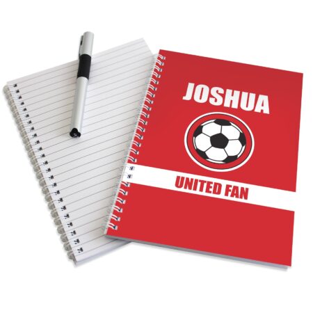 Personalised red football fan a5 notebook