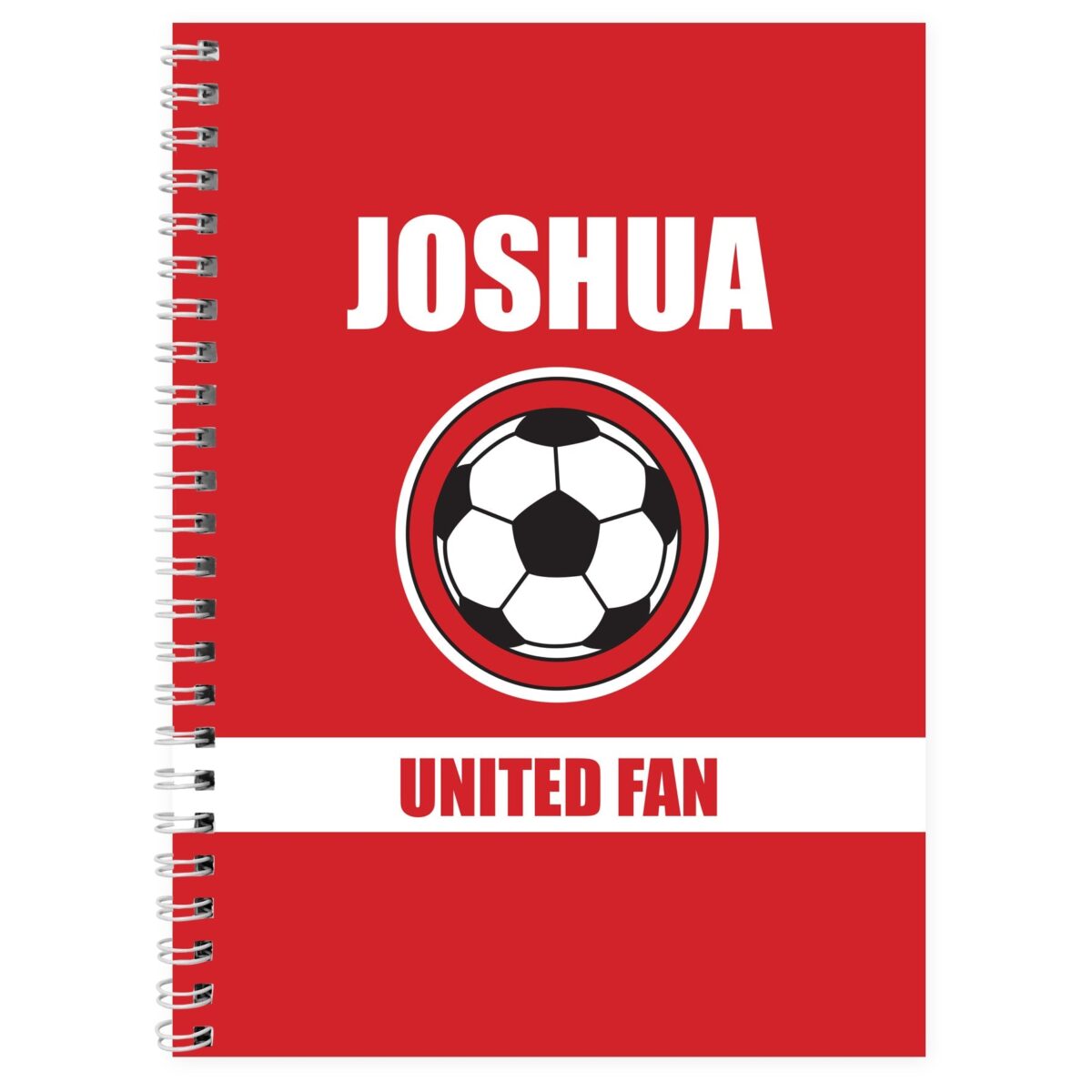 Personalised red football fan a5 notebook