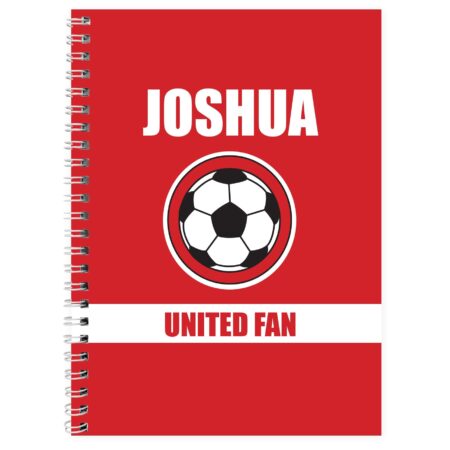 Personalised red football fan a5 notebook