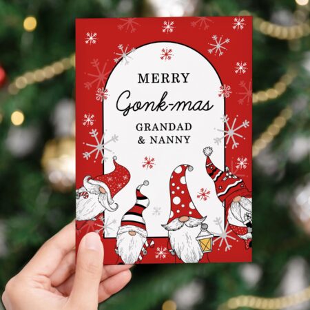 Personalised Red Gonks Christmas Card: 4 - Greeting Cards By Gift Moments